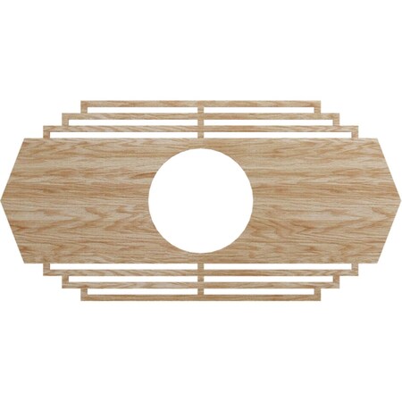Ekena Millwork Chrysler Wood Fretwork Pierced Ceiling Medallion, Red Oak, 28"W x 14"H x 7 3/8"ID x 1/4"T CMWP28X14X0250CSRO